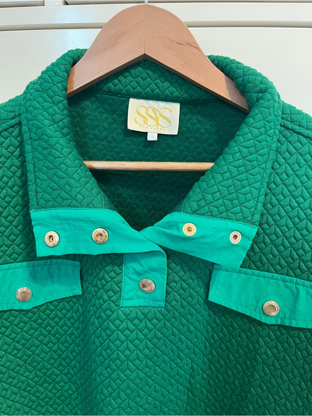 Green SSYS Quilted Snap Pullover - Picture 3 of 4